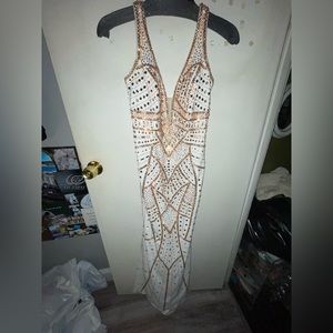 Prom dress white with rose gold detailing and crystals